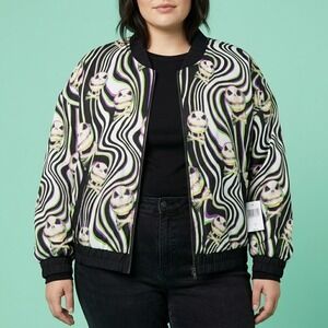 Disney Nightmare Before Christmas Jack Skellington Swirl Bomber Jacket 1X NWT